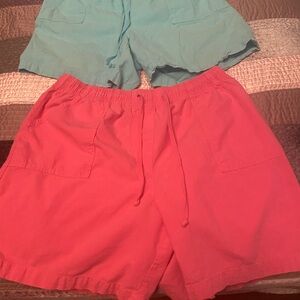 Women's Pink and Green Casual Shorts